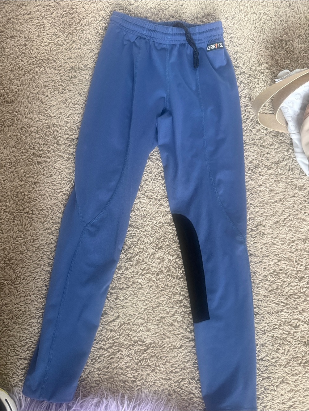 Kerrits Girls Royal Blue Riding Leggings with Black Knee Patch